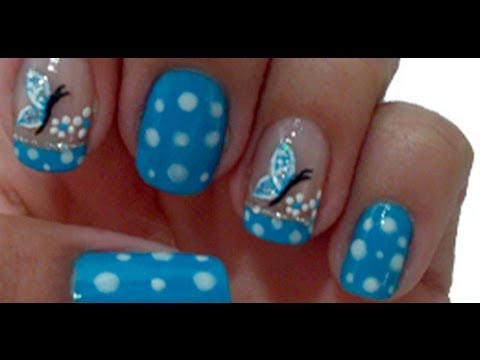 Unhas de Borboleta Manual Bela e Simples Nail Art