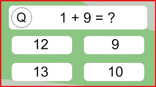 20 Math Quiz Exercises for First Grade Kids (One Digit Addition)