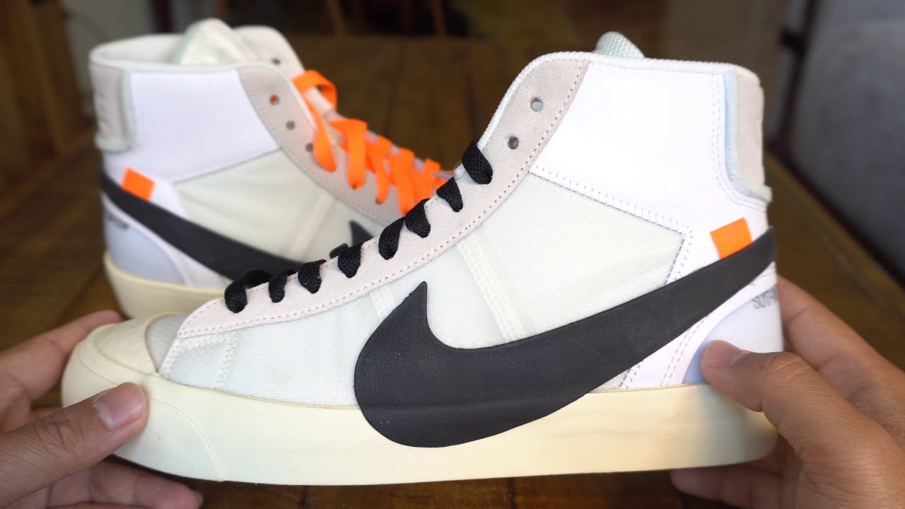 nike blazer off white on feet