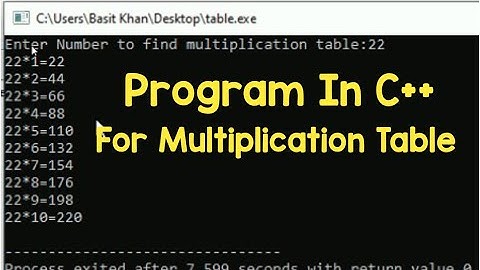 Program in c++ for Multiplication Table//program for table in c++// c++ tutorials for begginers