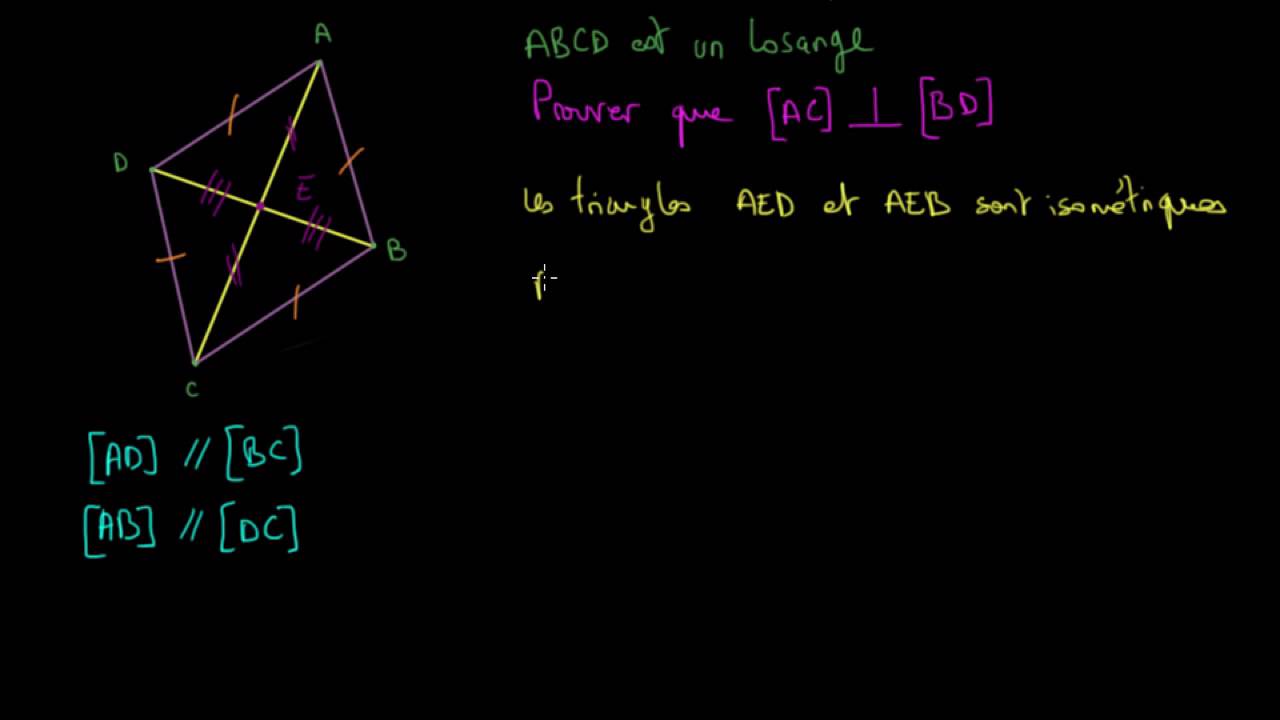Démonstration - Propriété des diagonales d'un losange
