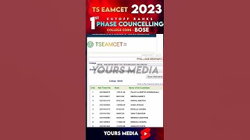TS EAMCET 2023 1st Phase Cutoff Ranks | Anu Bose Institute Of Technology #Cse #tseamcet