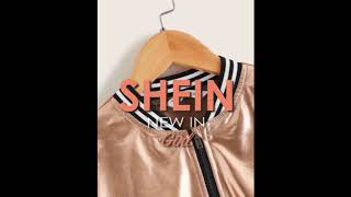 Girls Contrast Striped Trim Metallic Bomber Jacket