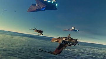 ARC-170 Fighters Patrol Mon Cala - Clone Wars 3D Animation (Blender)