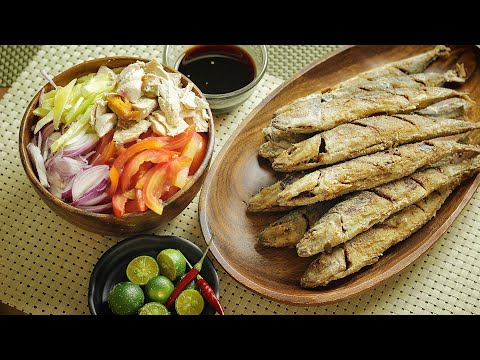 Fried Galunggong with Salted Egg & Green Mango Salad 🎧