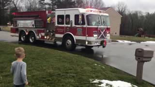 Santa Claus fire truck visits Carter's neighborhod