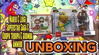 Mario & Luigi Superstar Star + Bowser's Minions(3DS) with Koopa Troopa / Goomba Amiibo Unboxing