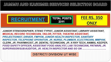 JKSSB RECRUITMENT.