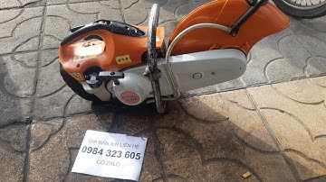 Test thử máy cưa cắt bê tông cầm tay STIHL Đức, mẫu TS420 lưỡi 350 hàng bãi cho khách Quảng Bình