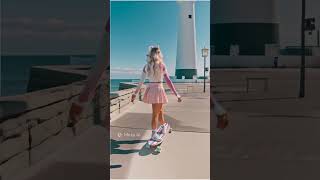 Peace goes skateboarding around the beach #aicreation #peace #skateboarding
