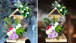 Flower Arrangement On Wood Stand | Wood Stand Flower Bouquet | Dream Flower