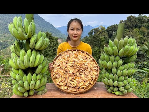 Harvest Banana - Make Delicious Candy Green Bananas - The Children in the Highlands eat Deliciously