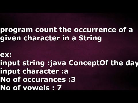 Program to  count No of  occurrence of a given character in a String by java temple