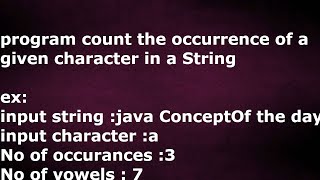 Program to  count No of  occurrence of a given character in a String by java temple