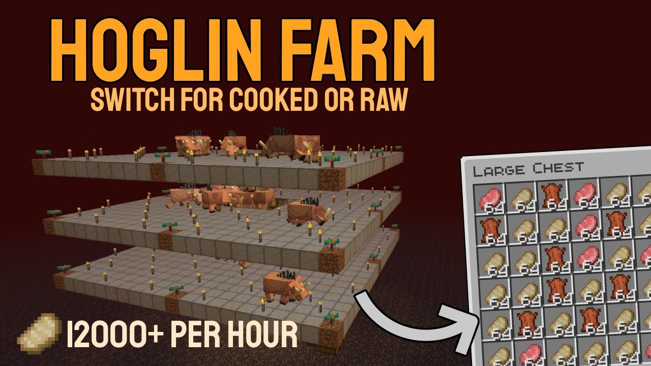 Effective Hoglin Farm | Minecraft Tutorial 1.16 - 1.21.11+