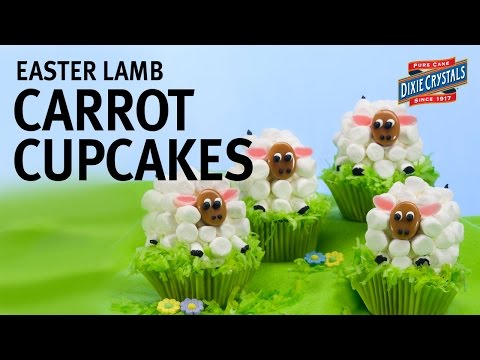 Marshmallow Easter Lamb Carrot Cupcakes Recipe & Tutorial