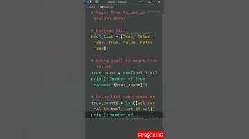 Count True Values in a Boolean Array in Python #coding #code #programming
