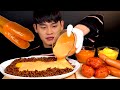 ASMR 투움바소스 부은 짜왕라면과 양념치킨 킬바사소세지 치즈소스 찍먹방! Toowoomba Black Bean Noodles With Chicken Legs MuKBang~!!