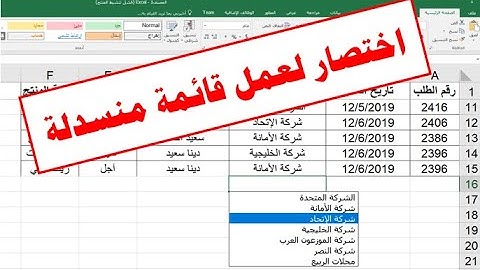 اختصار لعمل قائمة منسدلة في برنامج الإكسل