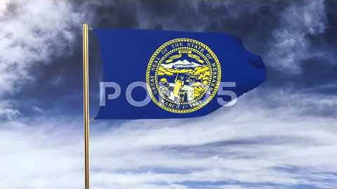 Nebraska Flag Waving In The Wind. Green Screen, Alpha Matte. Loopable Animation