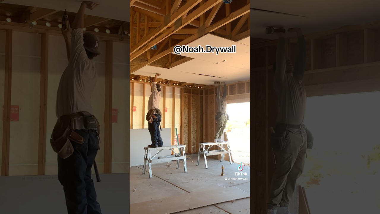 Hanging Drywall drywall framing construction work workout tools 