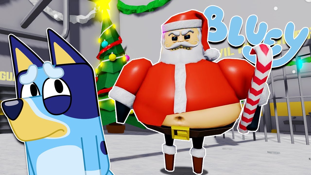 BLUEY ESCAPA de la PRISION de SANTA BARRY NAVIDEÑO | Las Aventuras de BLUEY en ROBLOX!