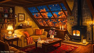 cozy 1950s cottage autumn ambience🌧️stormy night with vintage oldies playing in another room