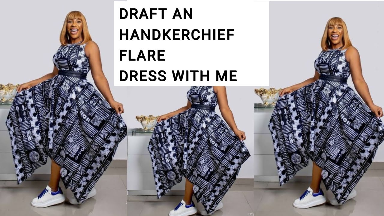 DIY TRENDY HANDKERCHIEF FLARE DRESS TUTORIAL/Peplum/ Off Shoulder Bodice/  Rectangle Flare Dress