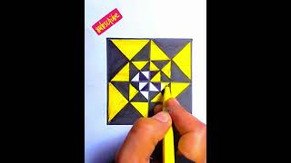 How to draw 3d optical illusion with colourful .Easy 3d square geometrical shape.