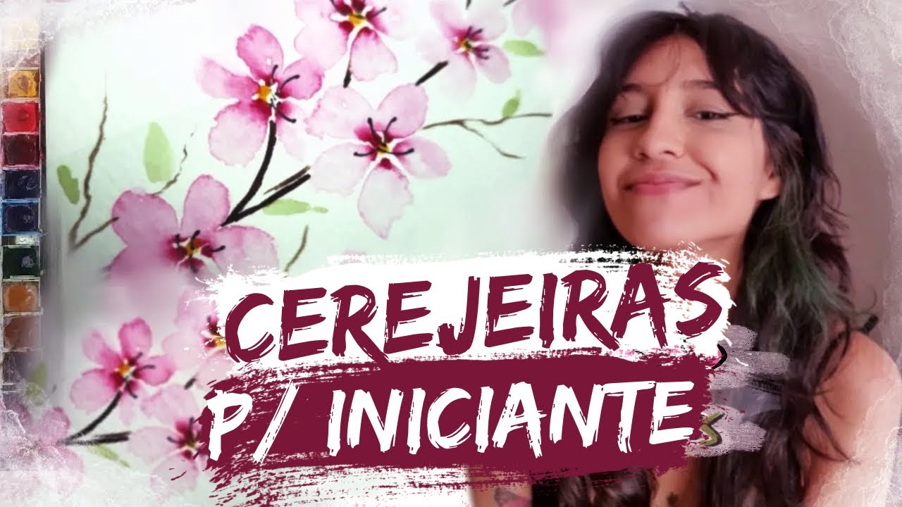 Como PINTAR um galho de CEREJEIRAS [AQUARELA para INICIANTES] - Lena Mao
