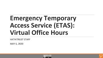 HathiTrust Emergency Temporary Access Virtual Office Hours