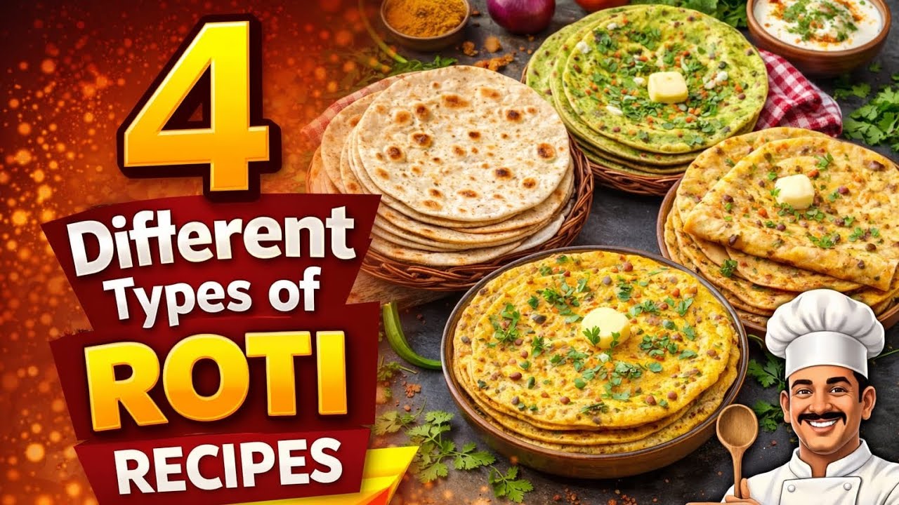 4 different types of roti recipes 😋🫓 #Tasty #rotirecipe # ...