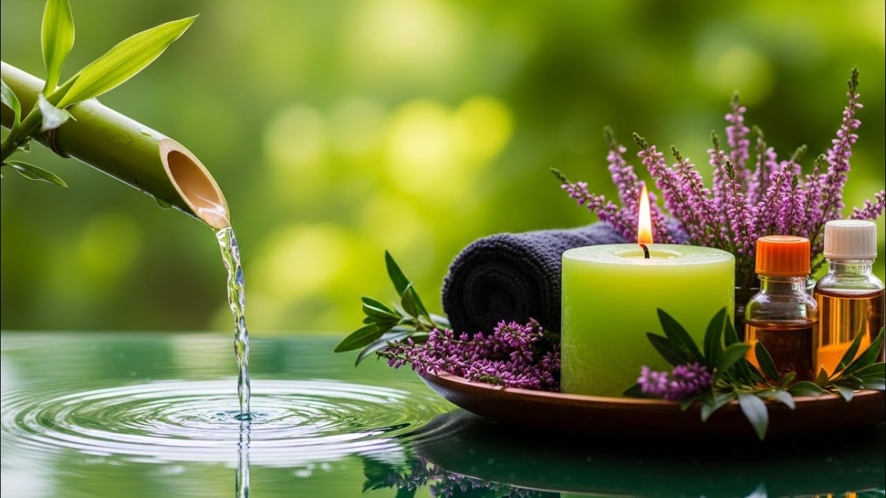 Soothing Spa Piano Music 🌿 Relaxing Sleep Music & Nature Sounds, Bamboo Water Fountain, Calm Music