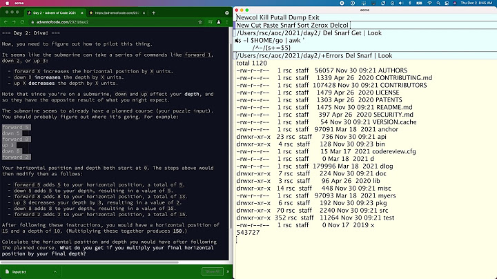 AoC 2021 Day 2 using awk [Command language]