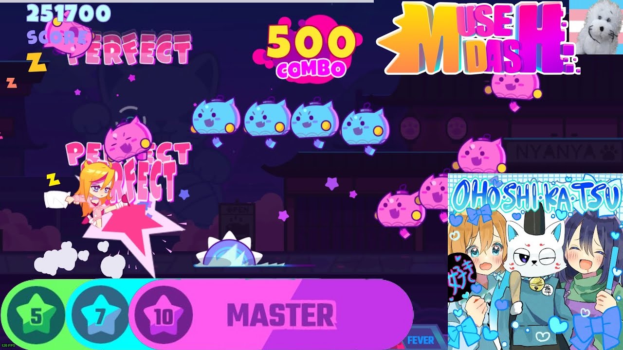 Muse Dash | OHO・SHI・KA・TSU | Chart Preview | Easy, Hard