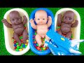 Rainbow Satisfying Candy Mixing in Fruit Pop It Bathtubs with Grid Balls & Color Food Cutting ASMR