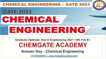 GATE 2021 Chemical Engineering Paper and Answer | Chemgate Academy
