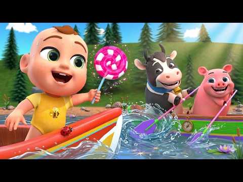 Rowing Down the Stream with Farm Friends! | Baby Songs