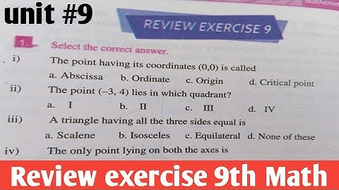 Review exercise unit 9 class 9th Maths KPK | Class 9th math kpk review exercise unit 9