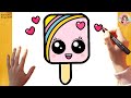 How to Draw a Cute Rainbow Popsicle Easy | Kawaii Ice Cream Drawing Step by Step ????????✨