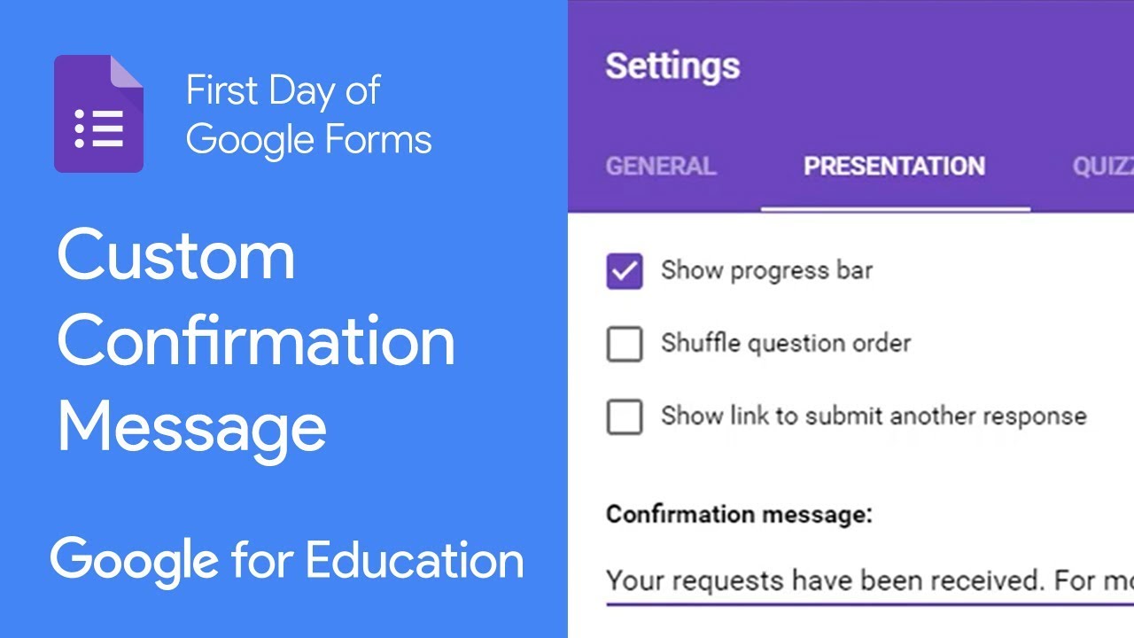 Message confirms. Google messages. How do you change “confirmation message” in Google form ?.