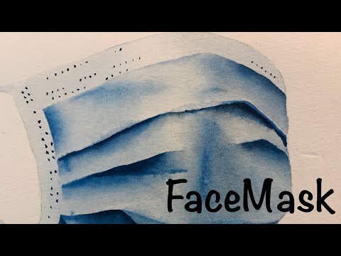 How to Paint a FaceMask in Watercolor Tutorial Watercolour face mask virus quarantine distanc