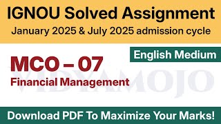 Celebrity IGNOU MCO 07 Solved Assignment 2025 English Medium PDF Download | IGNOU MCom 2nd Semester Profile