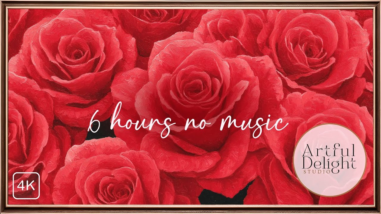 Valentine Red Roses Frame TV Art | TV Screensaver | Gold Frame | 4K | No Music