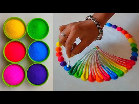 DIWALI RANGOLI / Simple Rangoli / Colorful art using cotton buds (complete tutorial) / Rangoli Easy-