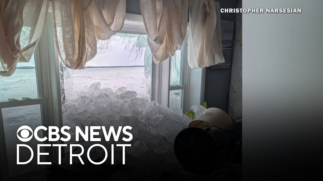 Ice slams through homes in Northern Michigan flooding - YouTube