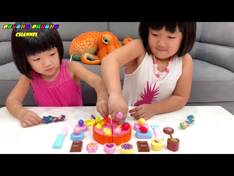sinh nhật búp bê Anna và Elsa, chơi cắt bánh kem food cake barbie review | Foci