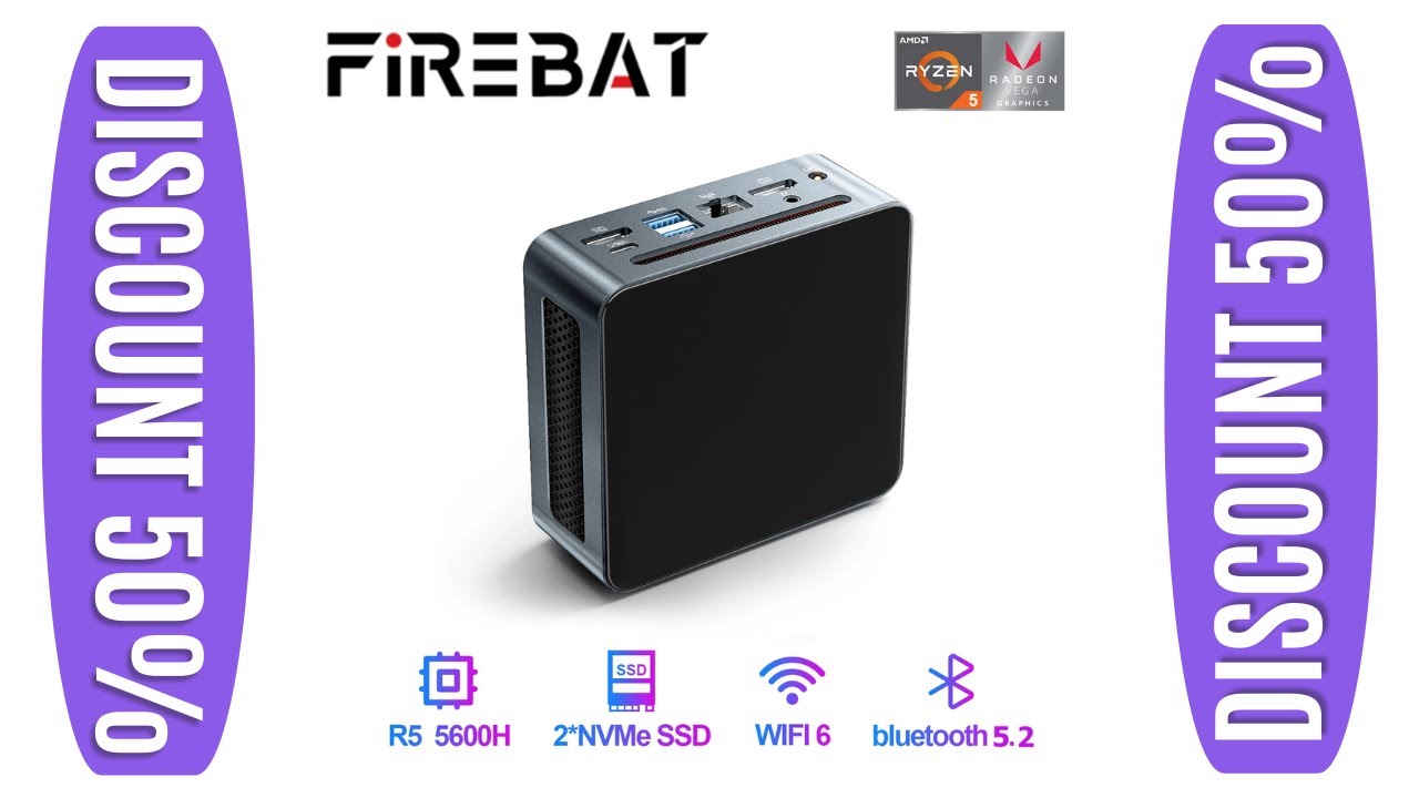 FIREBAT MN56 Mini PC Gamer AMD Ryzen 5 5600H DDR4 Nvme SSD
