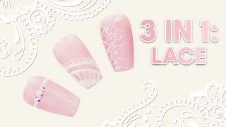 shockingly easy lace nail art 3 in 1 lace nails simple wedding nail inspo
