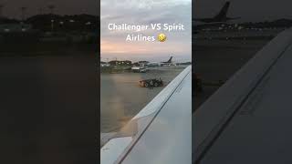 Dodge challenger vs spirit airplane #dodge #challenger #hellcat #spiritairlines #plane #jet #race